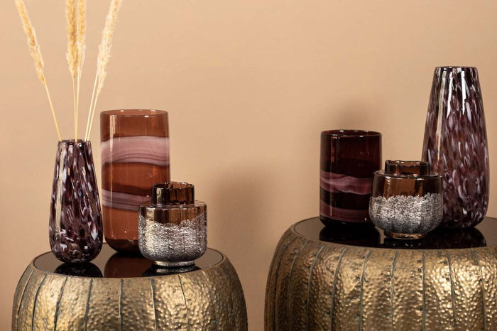 PTMD Meradi Ronde Vaas - H25 x Ø15,5 cm - Glas - Rood