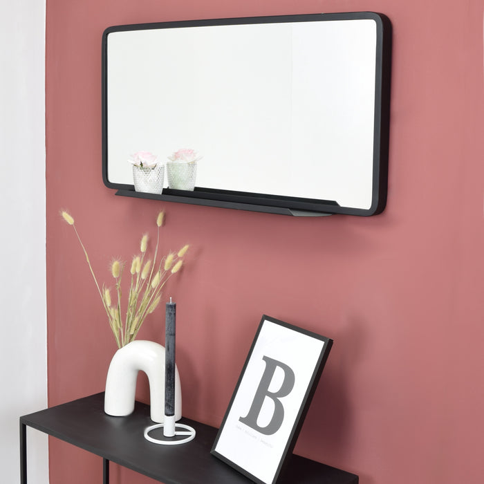 LOFT42 Industry Spiegel Rechthoek met planchet - Metaal - Mat Zwart