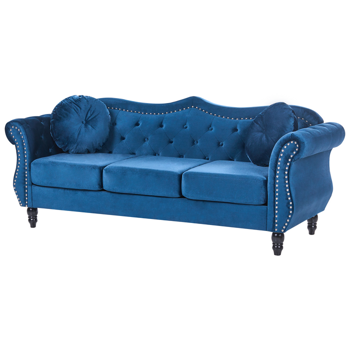 Beliani - SKIEN - Chesterfield bank 2-zits - Marineblauw - Fluweel