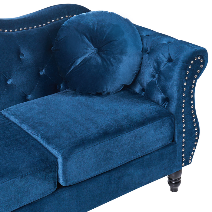 Beliani - SKIEN - Chesterfield bank 2-zits - Marineblauw - Fluweel