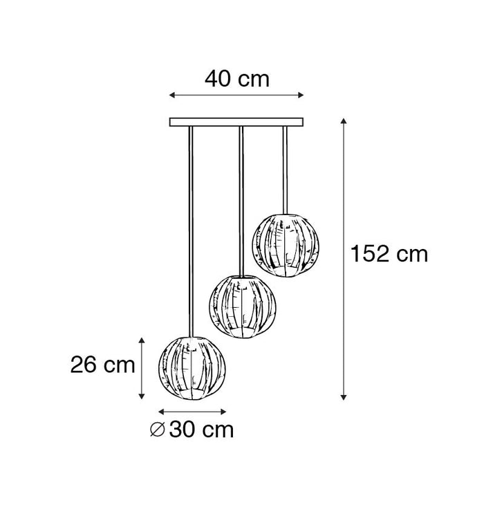 QAZQA Industriële hanglamp brons met zwart rond 3-lichts - Dong