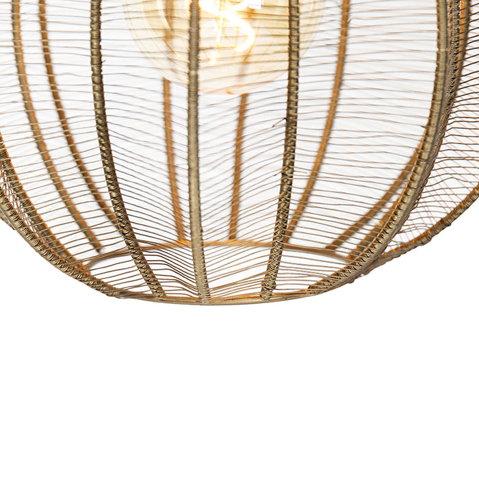 QAZQA Industriële hanglamp brons met zwart rond 3-lichts - Dong