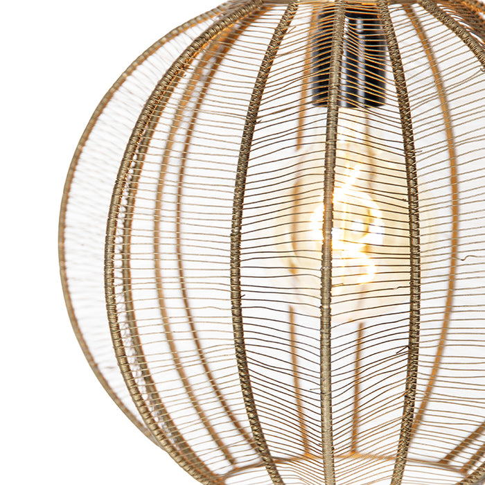 QAZQA Industriële hanglamp brons met zwart rond 3-lichts - Dong