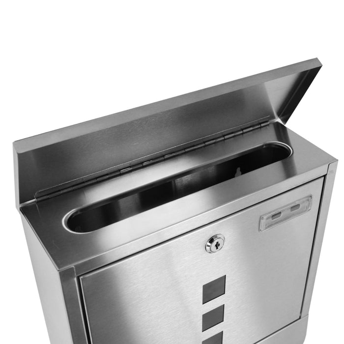 tectake RVS brievenbus met krantenrol, type 2