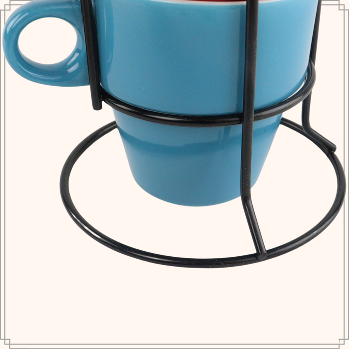 OTIX Koffiekopjes met Houder Set van 6 Koffietassen Gekleurd 300 ml...