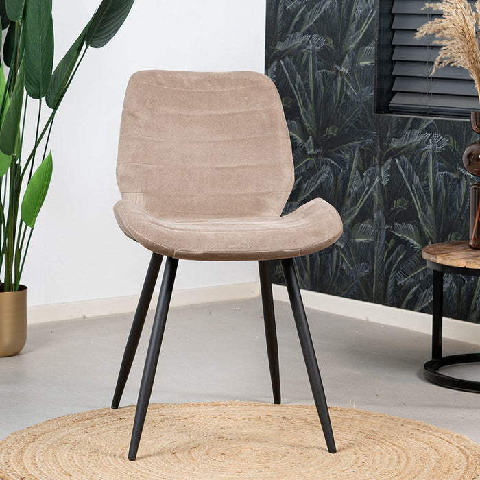 Bronx71 Velvet eetkamerstoel Toby taupe - Eetkamerstoelen set van 6