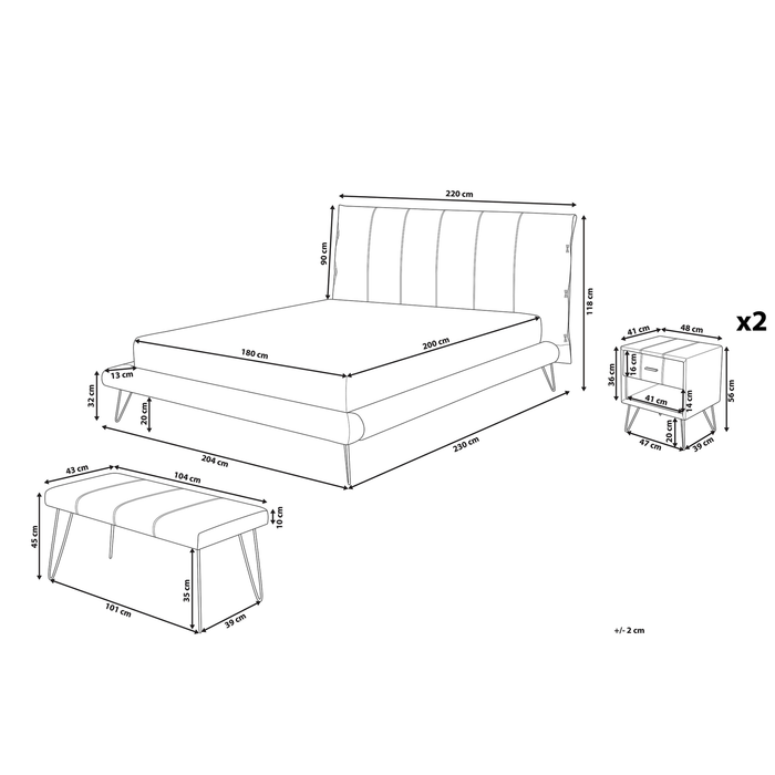 Beliani-BETIN-Slaapkamerset-Lichtbeige-180 x 200 cm-Kunstleer