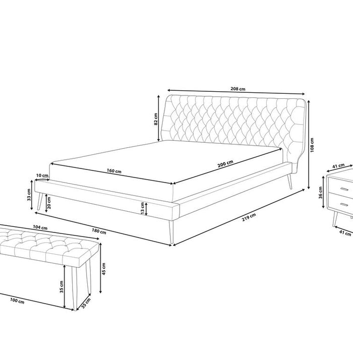 Beliani - ESSONNE - Slaapkamerset - Beige - 160 x 200 cm - Kunstleer