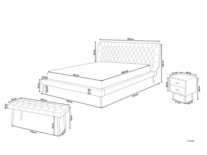 Beliani - ESSONNE - Slaapkamerset - Beige - 160 x 200 cm - Kunstleer