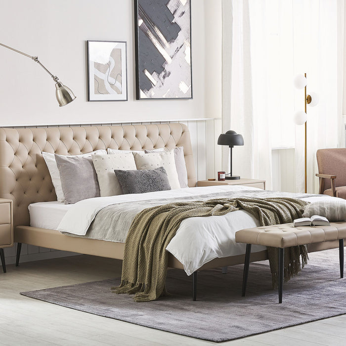 Beliani - ESSONNE - Slaapkamerset - Beige - 160 x 200 cm - Kunstleer