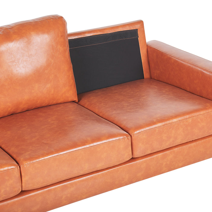 Beliani - GAVLE - Driezitsbank - Goudbruin - Kunstleer