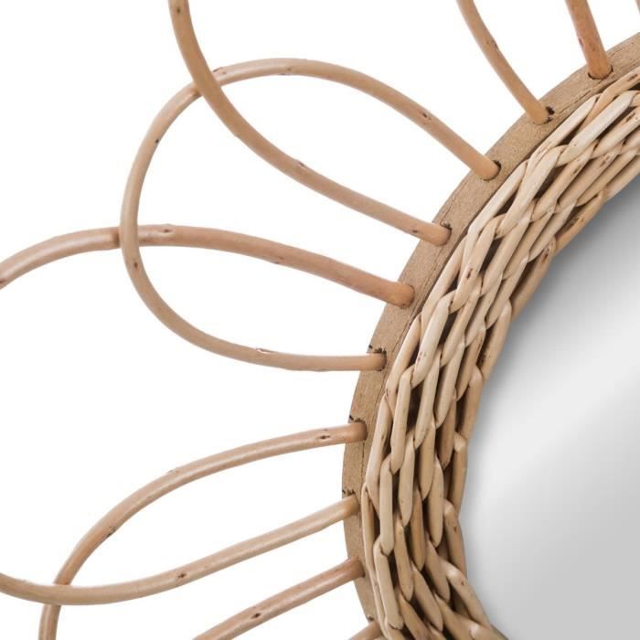 ATMOSPHERA Rotan bloemenspiegel - Ø 38 cm - Beige