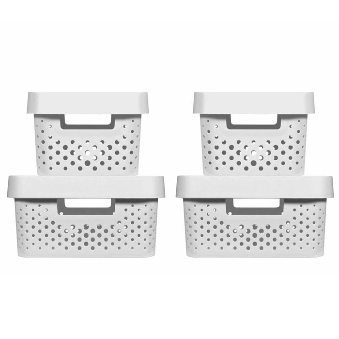 Curver Opbergboxen 4 st Infinity met deksel 4,5 L + 11 L wit