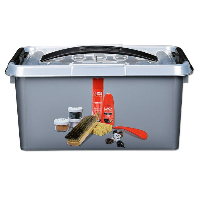 SUNWARE SCHOENPOETSDOOS 15L met tray 40x30x18cm metaal-zwart