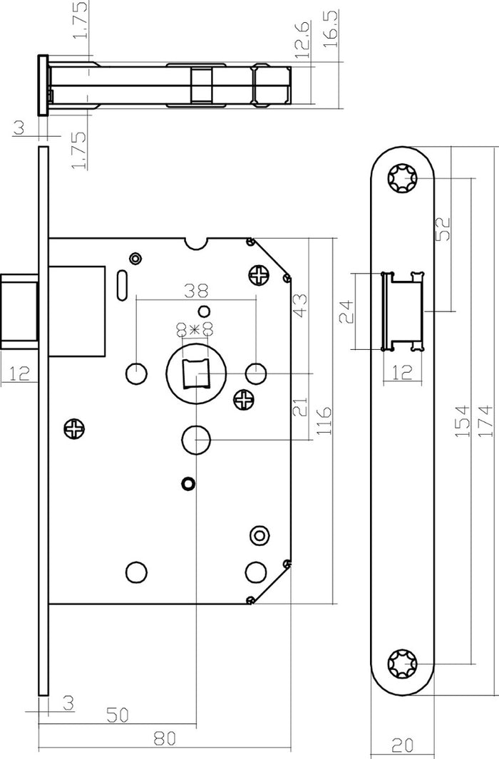 Intersteel Deurbeslag set loopslot zwart met deurkruk Eucla met rozet