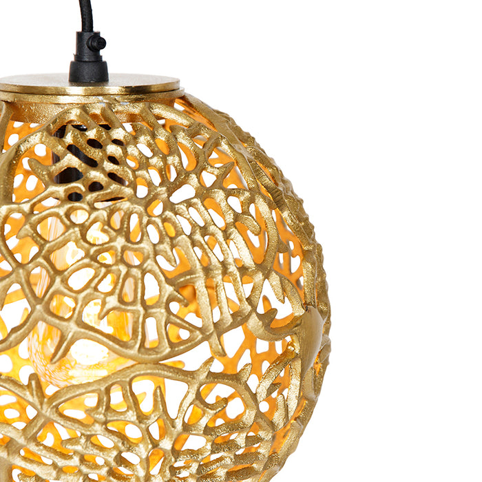 QAZQA Art deco hanglamp goud met zwart - Maro