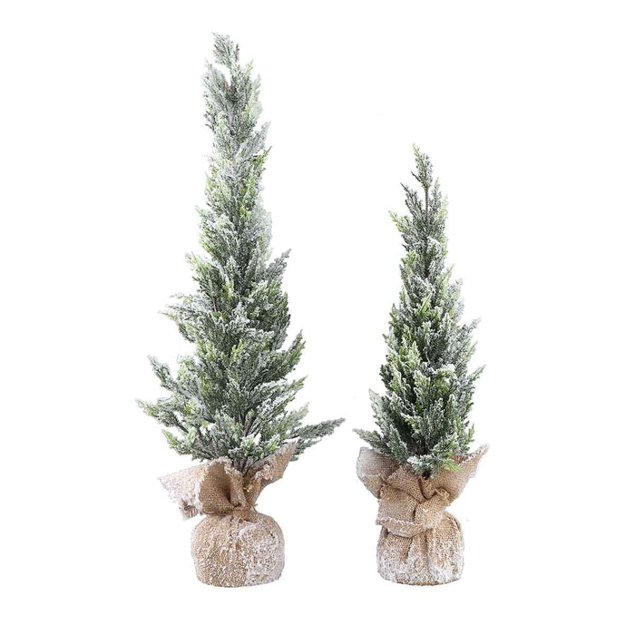 PTMD Abies Kunstkerstboom Jute Zak - H75 x Ø25 cm - PE - Besneeuwd