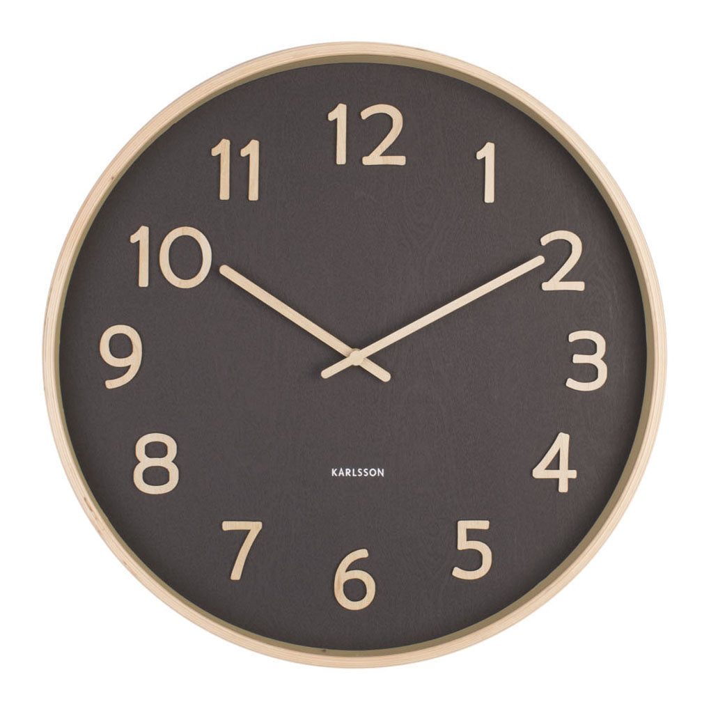 Karlsson Pure Wood Grain Klok - Zwart