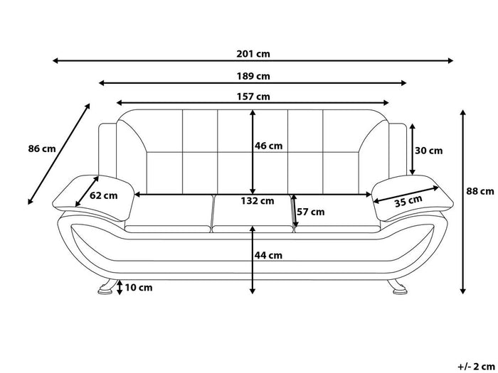 Beliani - LEIRA - Driezitsbank - Wit - Kunstleer