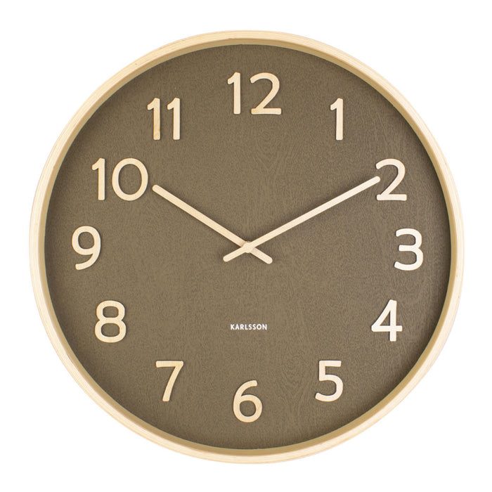 Karlsson Pure Wood Grain Klok - Mosgroen
