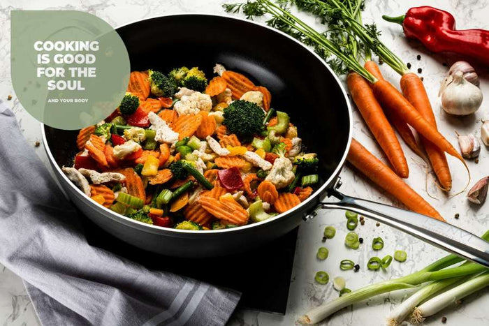 ISENVI Victoria Forged keramische wokpan met deksel 32CM - RVS greep