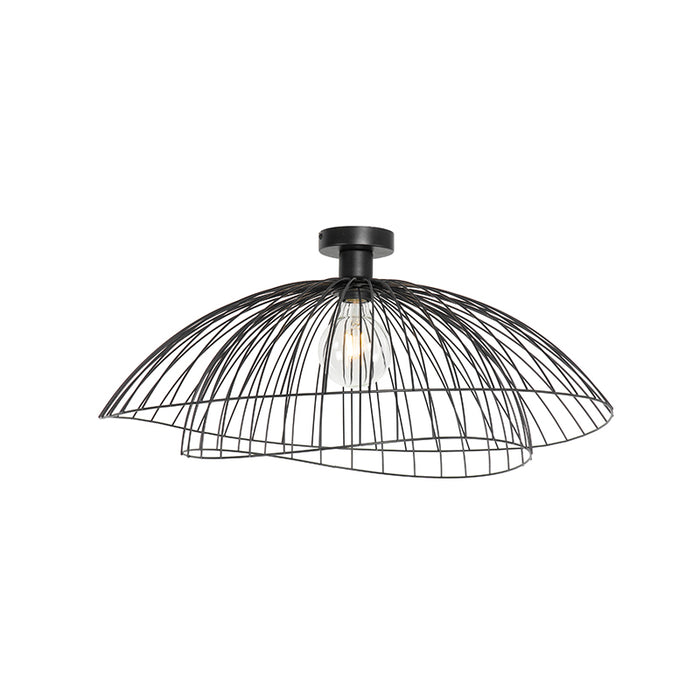 QAZQA Design plafondlamp zwart met dubbel kap 66cm - Pua