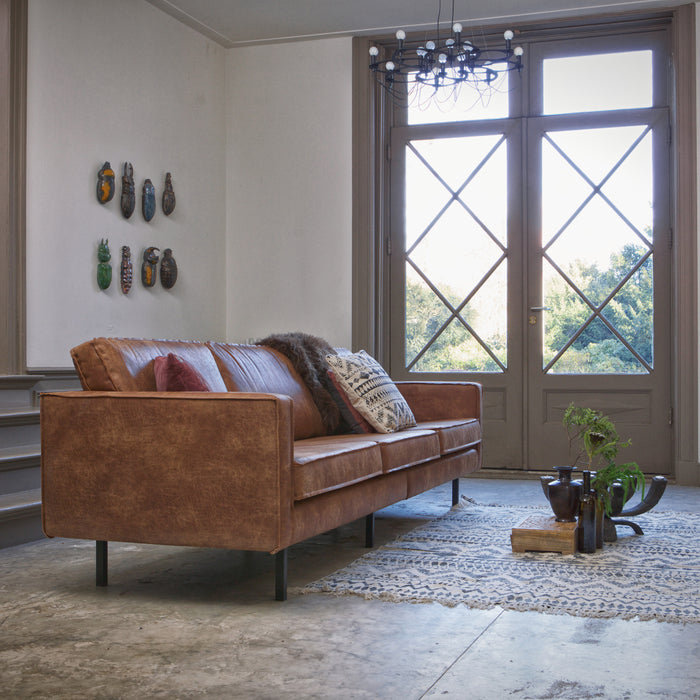 WOOOD Rodeo 3-zitsbank - Eco-leder -  Cognac