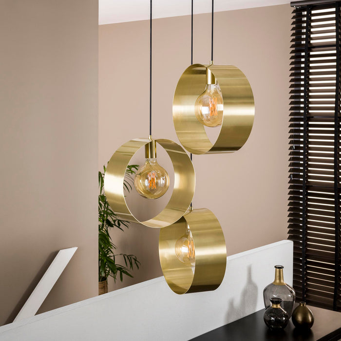 Hoyz - Industriële Hanglamp Vegas met 3 ronde lampen - Goud