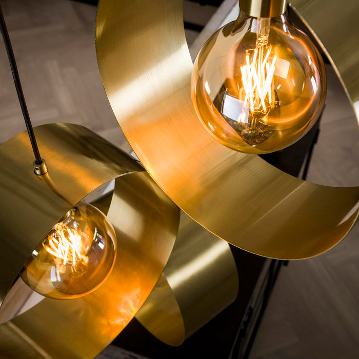 Hoyz - Industriële Hanglamp Vegas met 3 ronde lampen - Goud