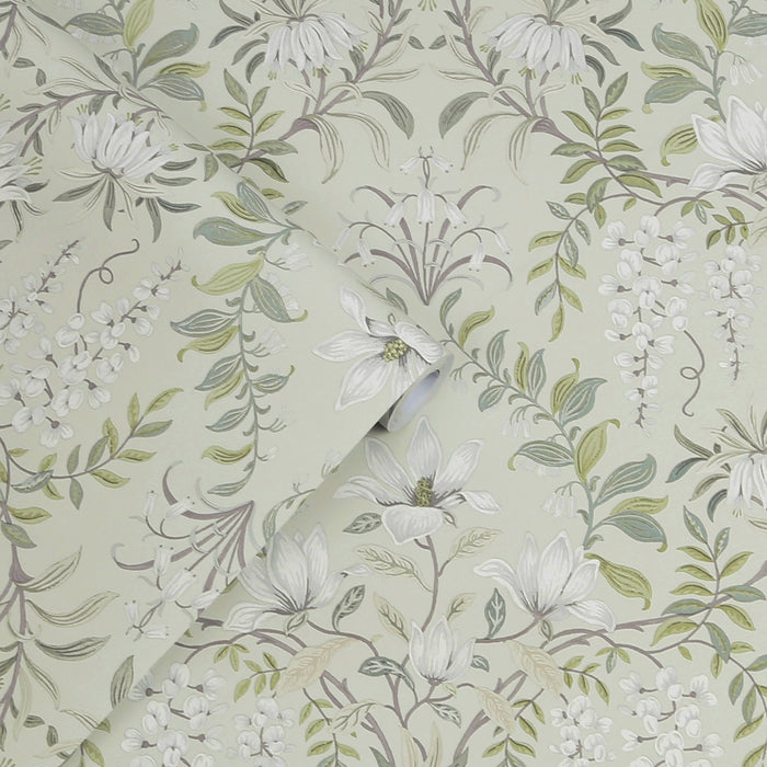 Laura Ashley Parterre Behang - Bloemen - 10mx52cm - Groen