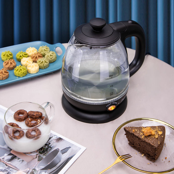 Taylor Swoden Abel Glazen waterkoker met LED en theefilter 1L Zwart