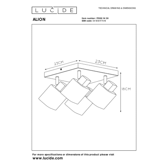 Lucide ALION Plafondspot - Zwart