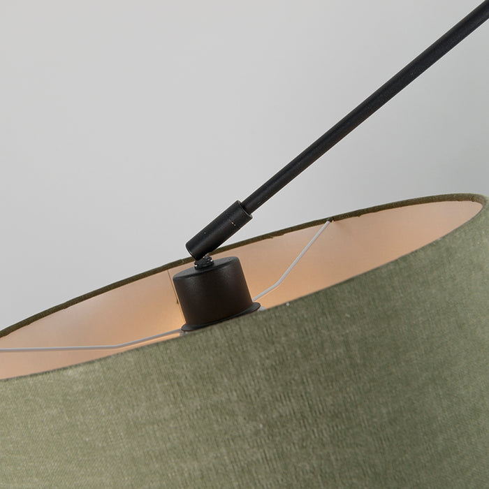 QAZQA Hanglamp zwart met kap 35 cm groen verstelbaar - Blitz