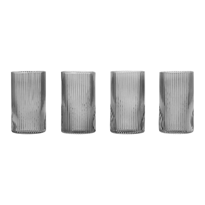 Ferm Living Ripple Waterglazen 4 st. - 140 ml - Smoked Grey