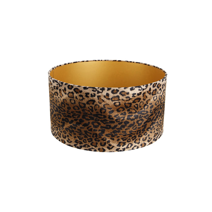 QAZQA Velours lampenkap luipaard dessin 50|50|25 gouden binnenkant