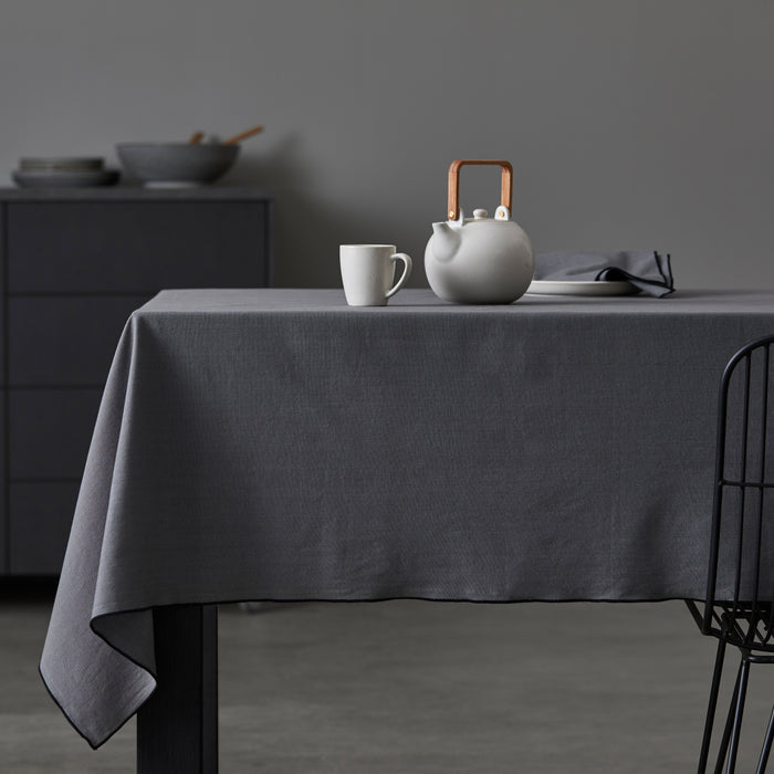 Södahl Organic Tafelkleed 140 x 250 cm - Grijs/Zwart