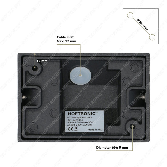 HOFTRONIC Alvin LED Wandlamp Zwart IP65 voor binnen en buiten