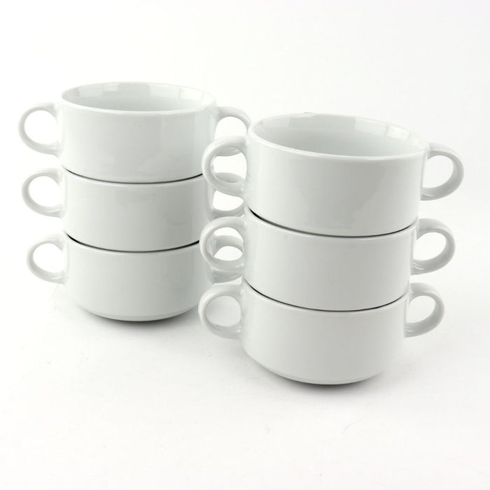 Orange85 Soepkommen met Oor Set van 6 Wit Rond met Houder