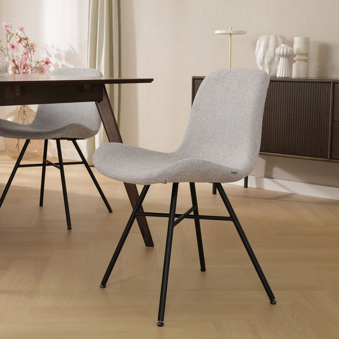 Nolon Noa-Fé Eetkamerstoel Lichtgrijs - Stof - Zwart Onderstel