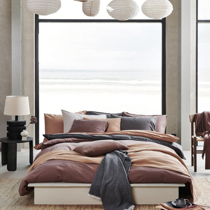 Vandyck Washed Cotton Dekbedovertrek 240 x 200/220 cm - Brownie