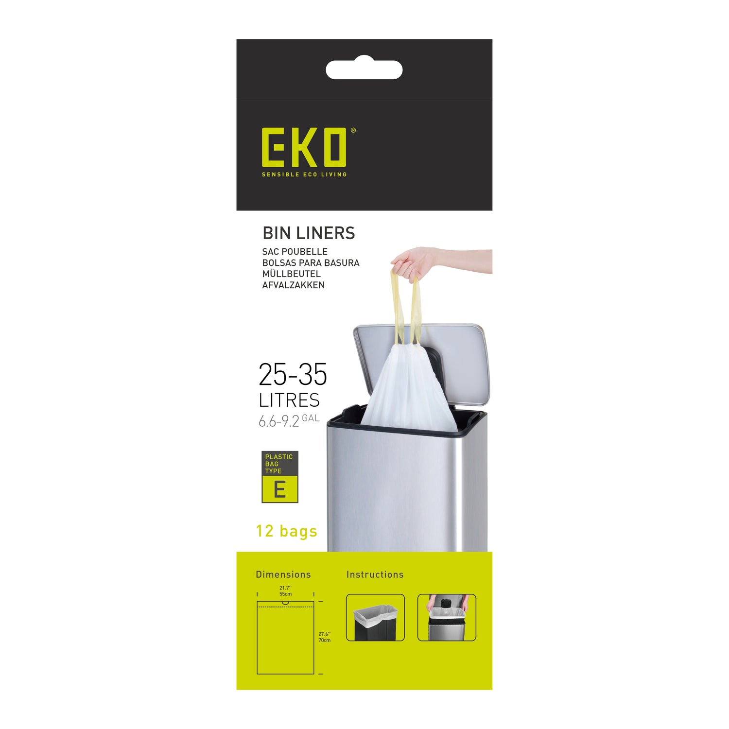 EKO Type E Afvalzak 25-35 Liter - 6 x 12 Zakken