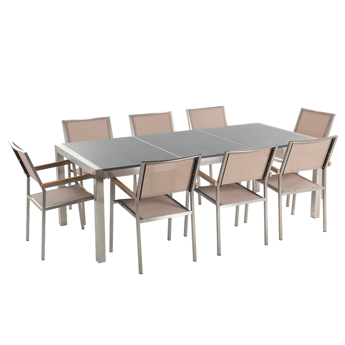 Beliani - GROSSETO - Tuinset voor 8 - Grijs|Beige - Graniet