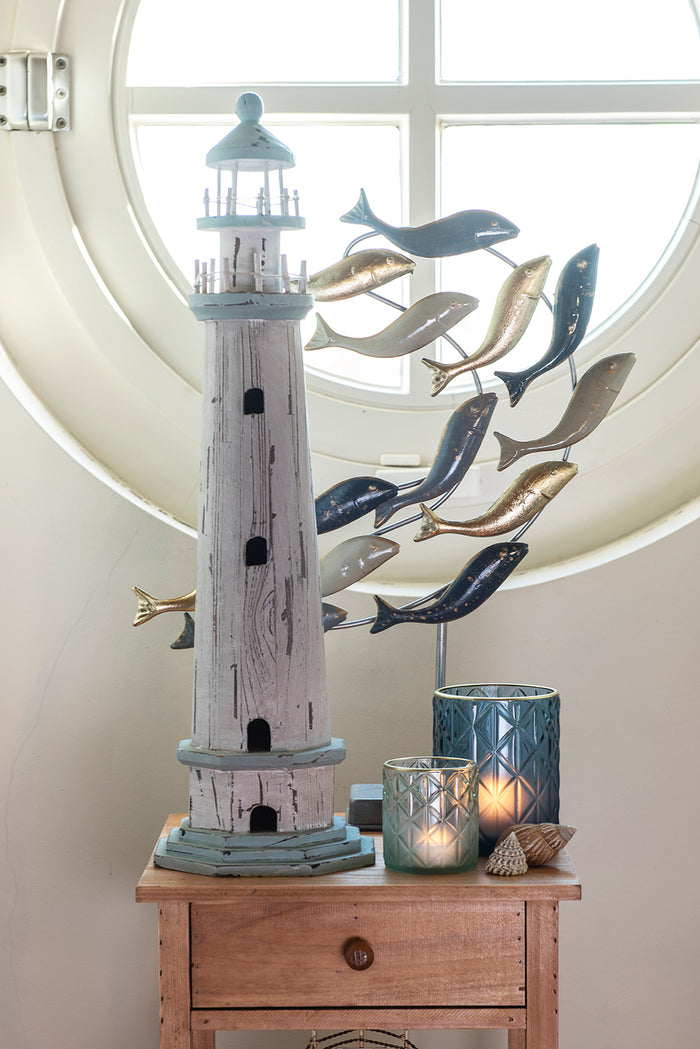 Clayre & Eef Theelichthouder  Ø 10x12 cm Blauw Glas Rond