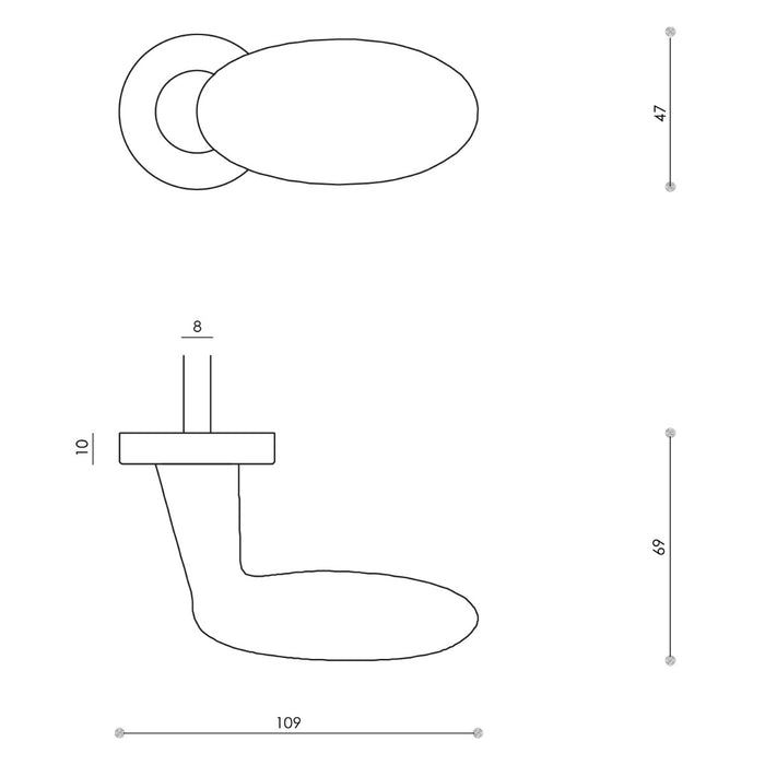 Olivari deurknop Blindo draaibaar rechts messing mat titaan