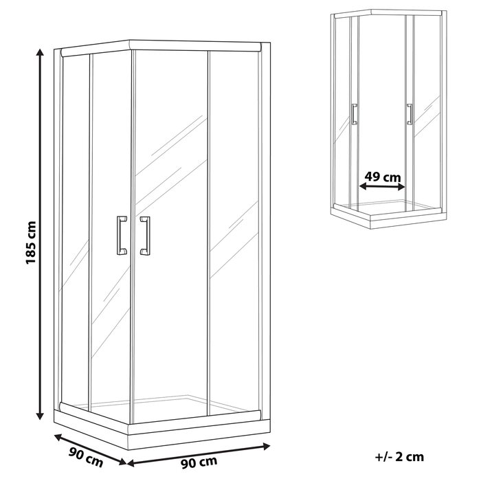 Beliani-TELA-Douchecabine-Zilver-90 x 90 x 185 cm-Veiligheidsglas