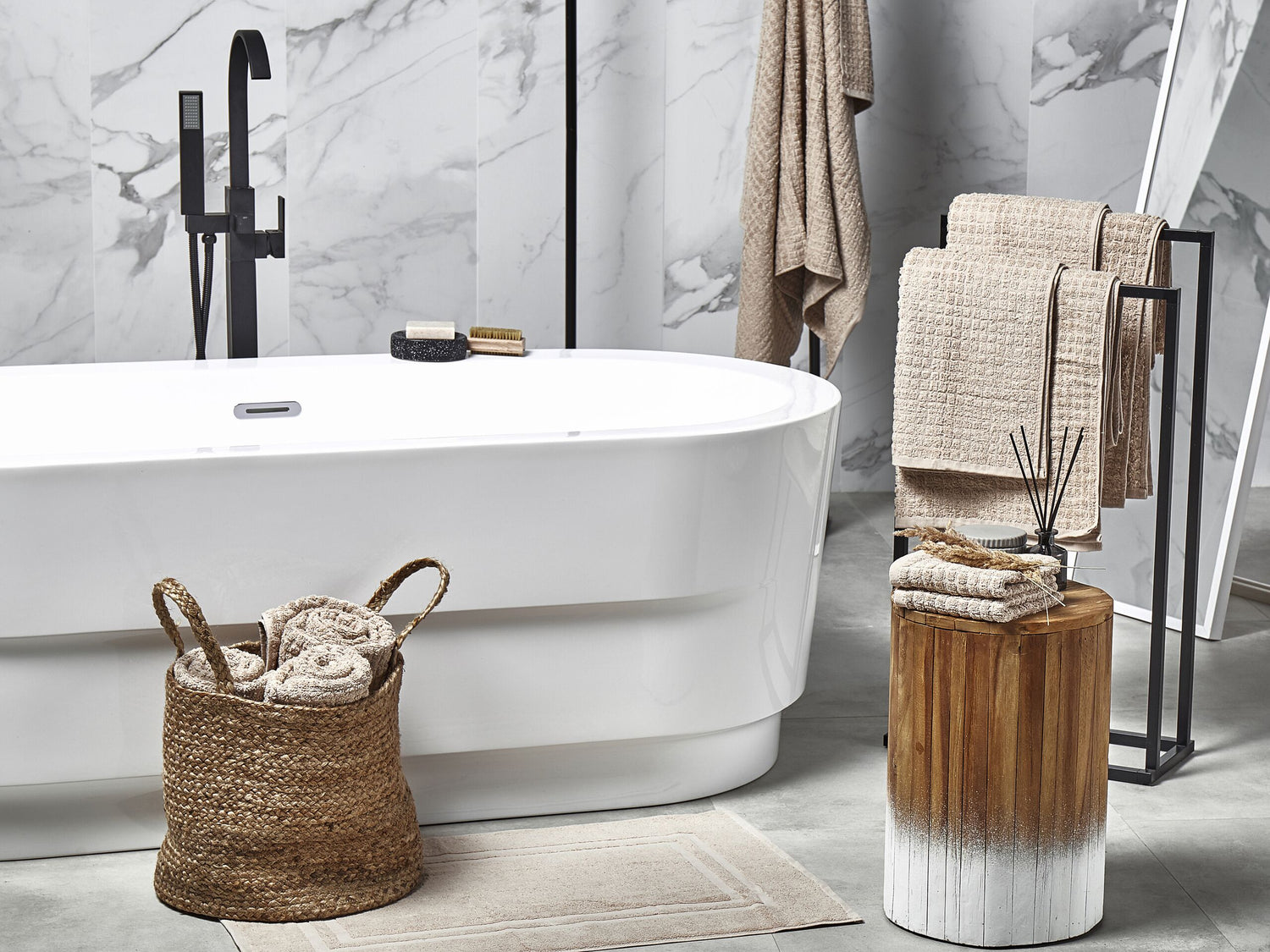 Beliani - ATAI - Handdoek set - Beige - Katoen