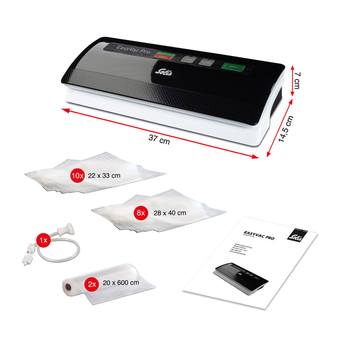 Solis Vac Pro 569 Vacumeermachine + 2 Vacuümrollen - Zwart|Grijs