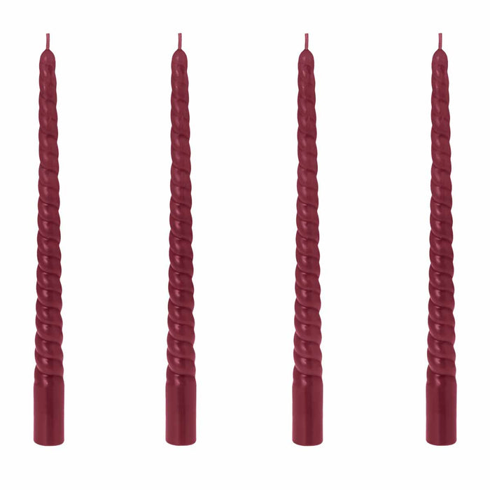 RIVERDALE - Dinerkaarsen - burgundy Gedraaide kaarsen set van 4