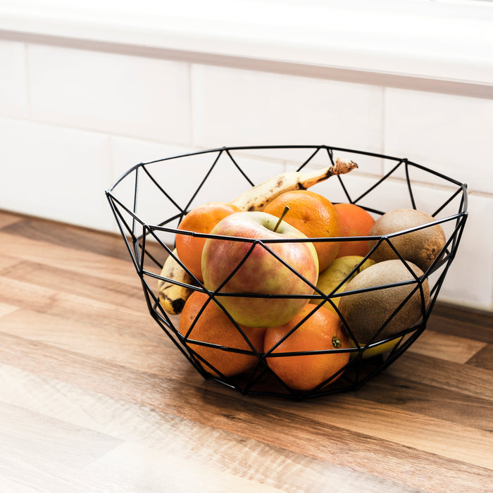 QUVIO Fruitschaal metaal diamantvorm - Zwart