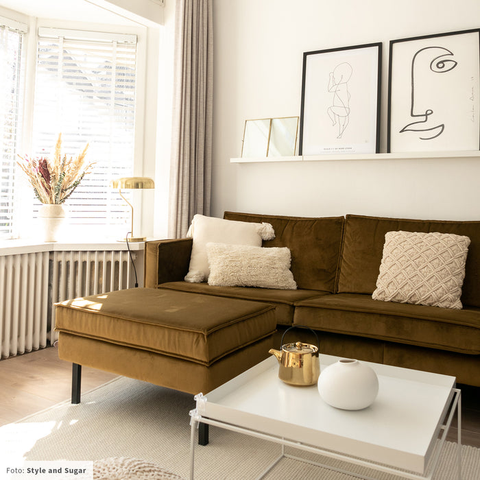 WOOOD Rodeo 3-zitsbank - Velvet -  Honinggeel